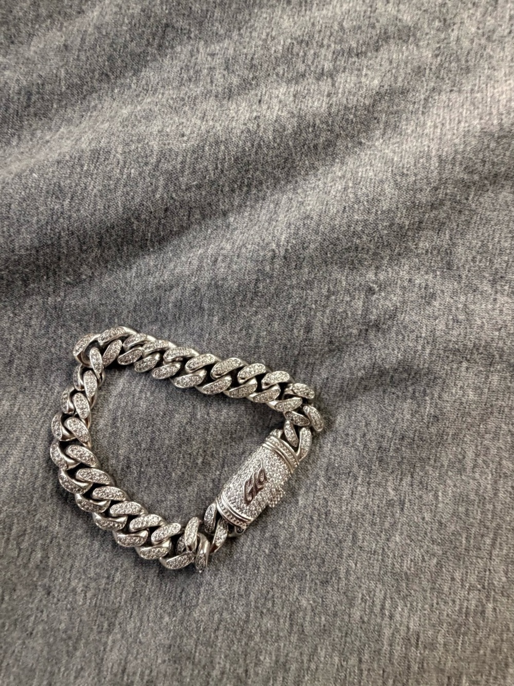 GLD Cuban Bracelet in white gold